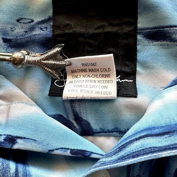 Sean John Big and Tall Blue and White Button Up Mens Shirt XXL - Picture 6 of 8